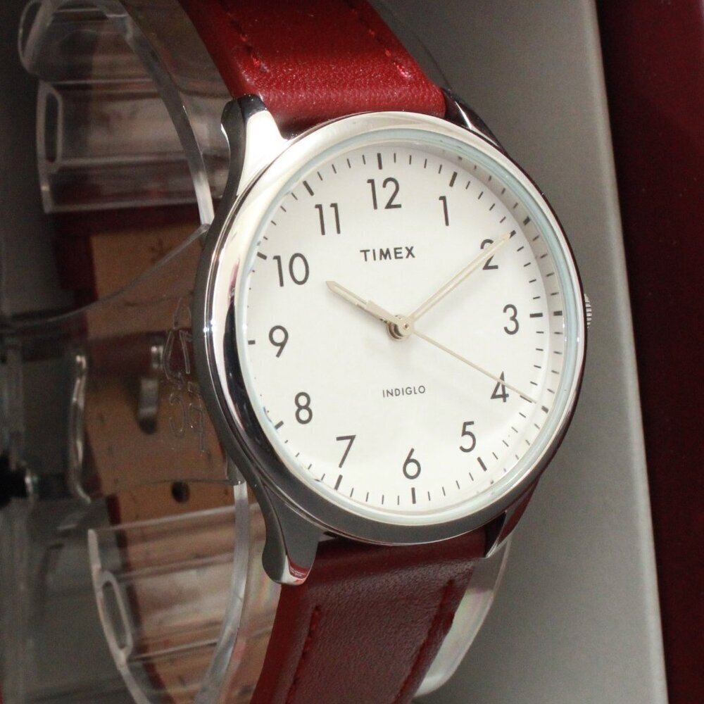 Times Ladies Easy Reader Quartz Watch Burgundy Strap 32mm - Picture 5 of 12